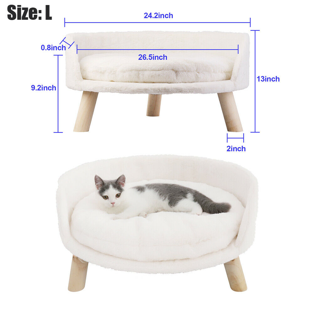Pet Sofa Bed Raised Small Dog Couch Cat Chair Removable Cushion