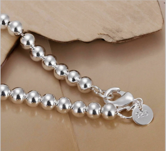 925 Womens Sterling Silver Bead Bracelet