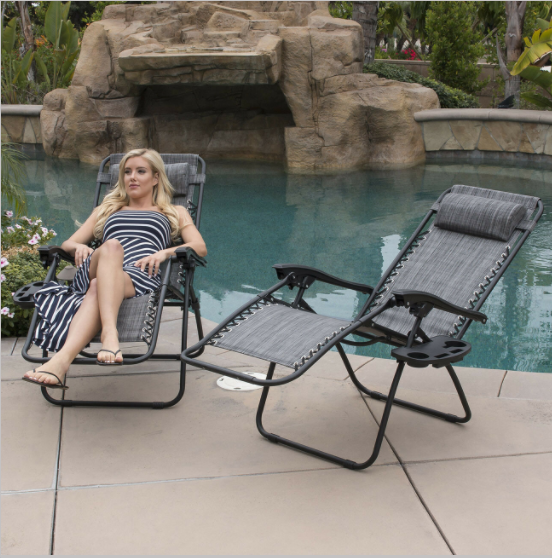 Outdoor Pair Zero Gravity Chairs Lounge Patio Recliner